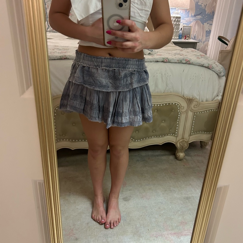 LoveShackFancy Blue Skater Skirt